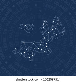 Terre-de-Haut Island network style island map. Pleasant space style, modern design for infographics or presentations.