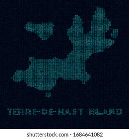 Terre-de-Haut Island Technologiekarte. Symbol im digitalen Stil. Cyber-Karte von Terre-de-Haut Island mit Namen. Elegante Vektorillustration.