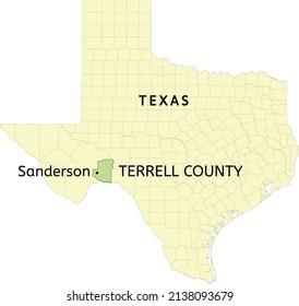 Condado de Terrell y lugar de Miami designado por el censo en el mapa estatal de Texas