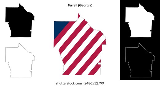 Condado de Terrell (Georgia) conjunto de mapas esquemáticos