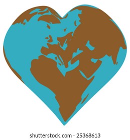 Terrestrial globe in form of heart