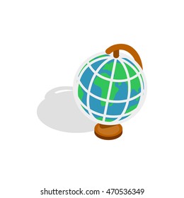 Terrestrial globe icon in isometric 3d style on a white background