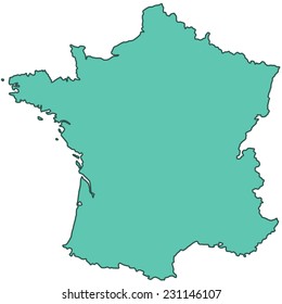 Terrestrial silhouette map of the France 