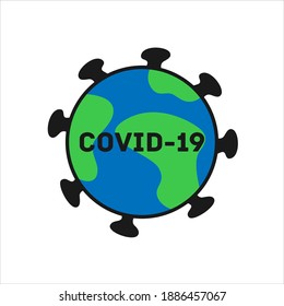 Terrestrial type coronavirus virus in flat style
