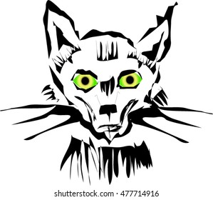 Terrible angular black cat tattoo