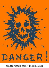 Terrible blot skull. Vector illustration. Genre of horror.