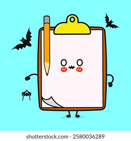 Terrible Clipboard Spooky Cartoon Clipboard Character for Halloween Decorations and Designs