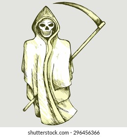 The terrible death with a scythe. Vector Image