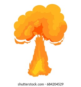 Terrible explosion icon, cartoon style