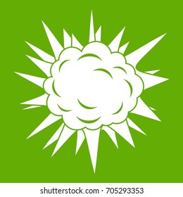 Terrible explosion icon white isolated on green background. Vector illustration