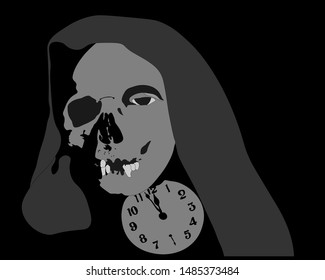The terrible face of a man touched by life . Vector graphics