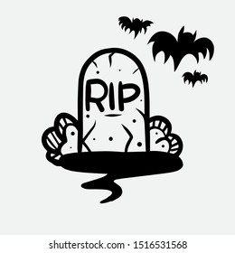 TERRIBLE GRAVESTONE IN CARTOON VERSION FOR HALLOWEEN DECORATION AND T-SHIRT DESIGN