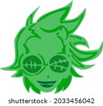 Terrible green horror face. Monster 