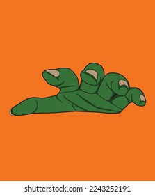 terrible green monster hand vector