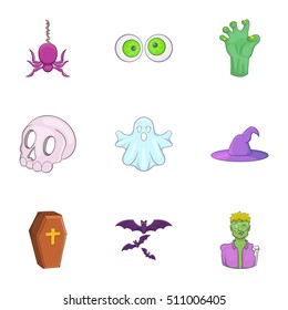 Terrible holiday icons set. Cartoon illustration of 9 terrible holiday vector icons for web