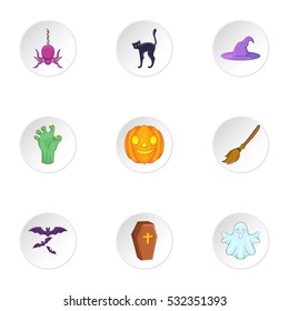 Terrible holiday icons set. Cartoon illustration of 9 terrible holiday vector icons for web