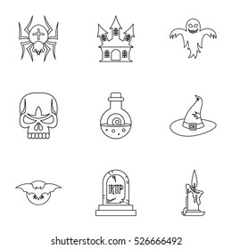 Terrible holiday icons set. Outline illustration of 9 terrible holiday vector icons for web
