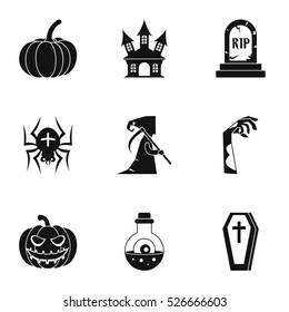 Terrible holiday icons set. Simple illustration of 9 terrible holiday vector icons for web