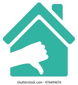Terrible House icon. Vector style is flat iconic symbol, cyan color, white background.