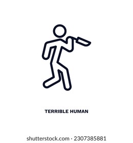 terrible human icon. Thin line terrible human icon from feeling and reaction collection. Outline vector isolated on white background. Editable terrible human symbol can be used web and mobile