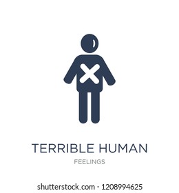 terrible human icon. Trendy flat vector terrible human icon on white background from Feelings collection, vector illustration can be use for web and mobile, eps10
