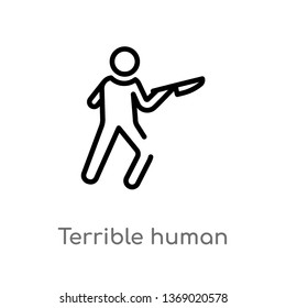 terrible human vector line icon. Simple element illustration. terrible human outline icon from feelings concept. Can be used for web and mobile