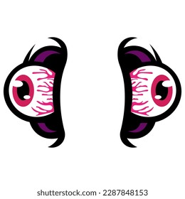 terrible monster eyes. Illustration of mythical alien creatures different expression. Halloween party design