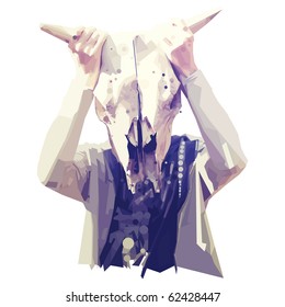 terrible monster, a man with a cow skull