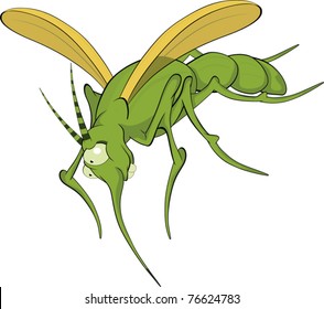 Terrible mosquito. Cartoon
