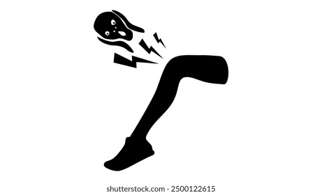 terrible pain in knees, black isolated silhouette