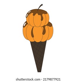 terrible pumpkin ice cream with chocolate. scary dessert for Halloween.