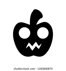 Terrible teeth and eyes with apple - Halloween icon vector black