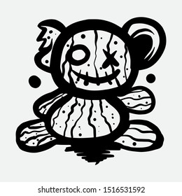 A TERRIBLE VOODOO DOLL IN CARTOON VERSION FOR T-SHIRT DESIGN AND HALLOWEEN DECORATIONS