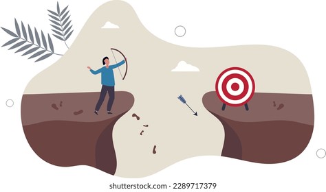 Terribly missed target, failure or mistake, fail to achieve goal, big error or wasted effort concept.flat vector illustration.