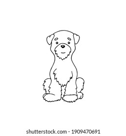 Terrier dog. Pets. Vector hand-drawn doodle illustration. Black and white outline. Coloring book for children