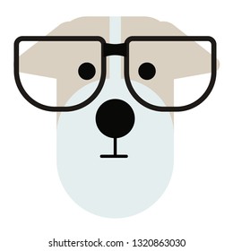 terrier dog wearing glasses simlple art geometric illustration. Icon, graphic symbol, part of image design . Dogs of different breeds