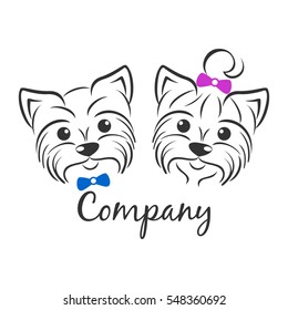 Terrier logo. Boy and girl.