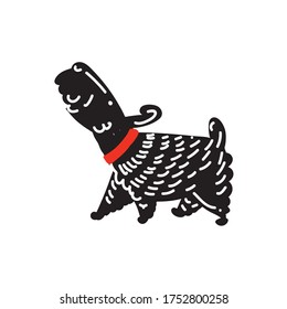 Terrible en collares rojos. ilustración de vector de vida de perro