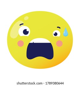 terrified emoji face classic flat style icon vector illustration design