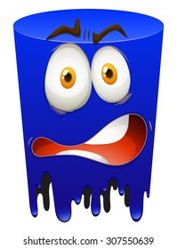 Terrified face in blue form illustration