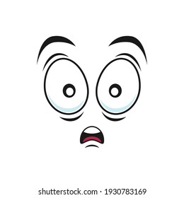 Terrified or frightened emoticon, emoji with shocked facial expression isolated icon. Vector scared or surprised face, afraid or horrified emoji. Worried, unsure or amazed emoticon with big eyes