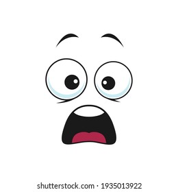 Terrified or frightened emoticon, emoji with shocked facial expression isolated icon. Vector scared or surprised face, afraid or horrified. Worried, unsure amazed emoticon with open mouth, big eyes