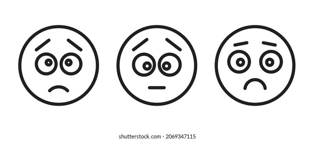 Terrified Frightened Emoticon Isolated Afraid Emoji. Vector Screaming Face In Panic, Scared Or Surprised, Afraid Or Horrified Emoji. Amazed Emoticon With Open Mouth, Big Eyes, Afraid Or Asking Scared