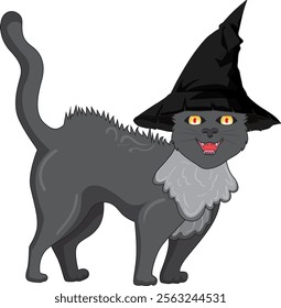 Terrified Scary Cat Halloween Vector