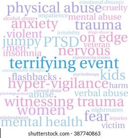 Terrifying Event word cloud on a white background. 