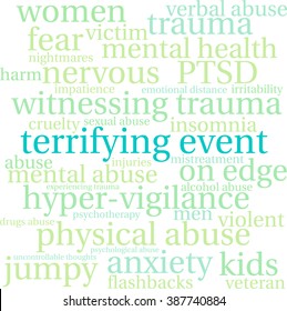 Terrifying Event word cloud on a white background. 