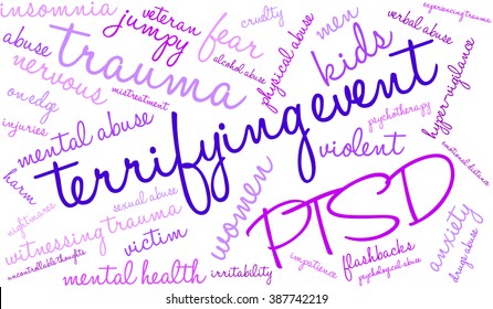 Terrifying Event word cloud on a white background. 