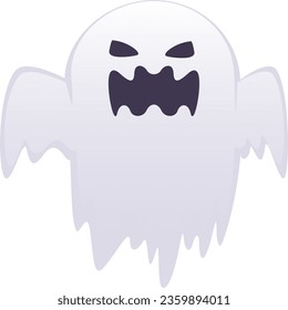 Terrifying Halloween Specter : Screaming Horror Spirit Isolated - A truly eerie and haunting white ghost, emitting spine-chilling screams in the spirit of Halloween.