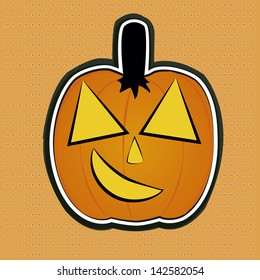 terrifying pumpkin orange with triangular eyes and mysterious smile