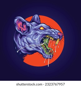 Terrifying rat head zombie creature haunting illustration vector illustrations for your work logo, merchandise t-shirt, stickers and label designs, poster, greeting cards advertising business 